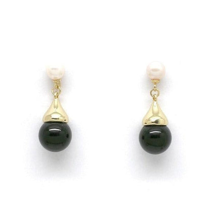 Onyx and pearl earrings