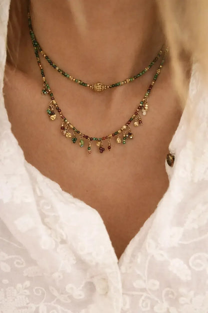 Rubino zoisito kaklo vėrinys