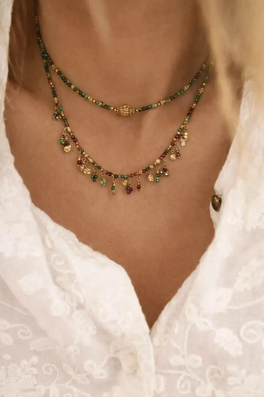 Rubino zoisito kaklo vėrinys