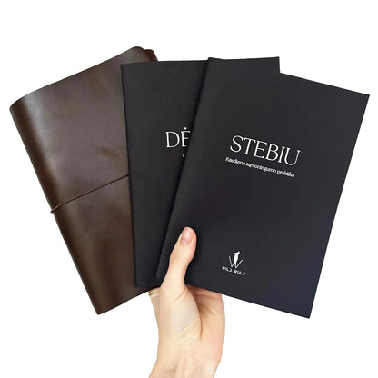Self-improvement notebooks with leather cover