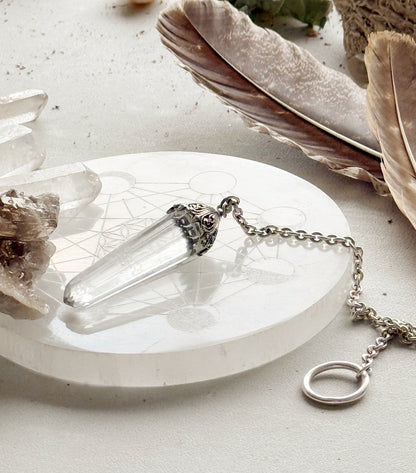 Silver Rock Crystal Pendulum