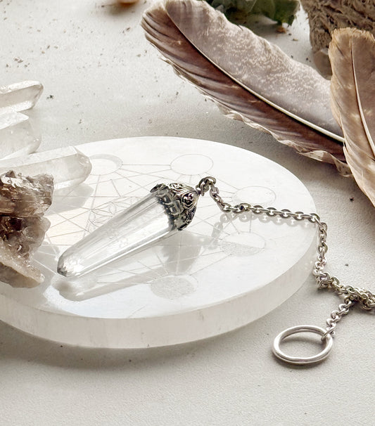 Silver Rock Crystal Pendulum
