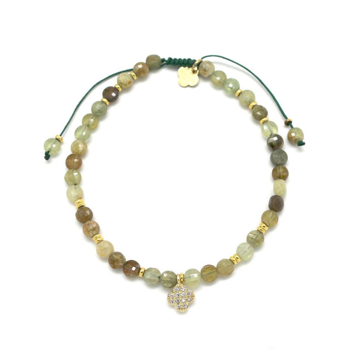 Serpentino kristalų apyrankė "Laimės dobilas"