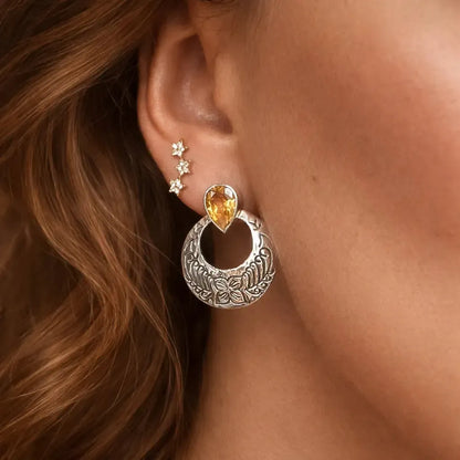 Sidabriniai Citrino auskarai “Saulės šviesa”