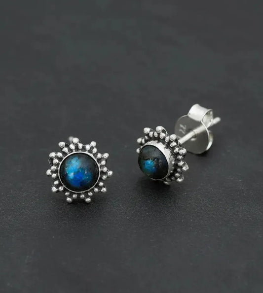 Sidabriniai auskarai "Labradorito žvaigždės"