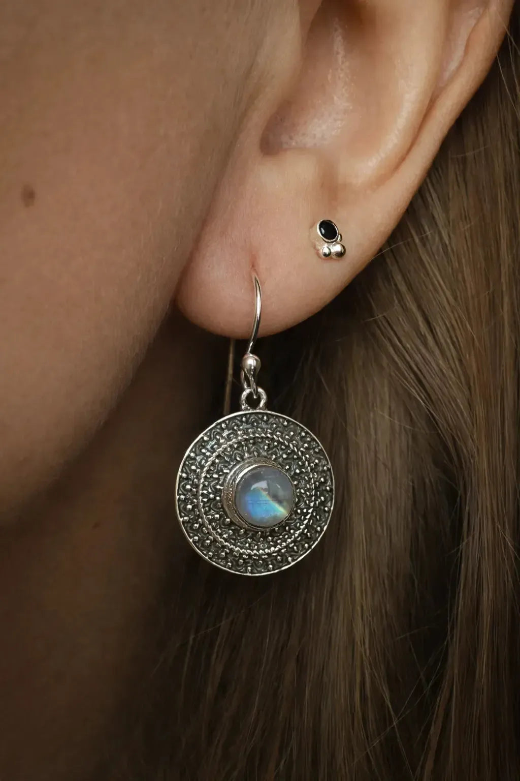 Sidabriniai auskarai "Mėnulio Mandala”