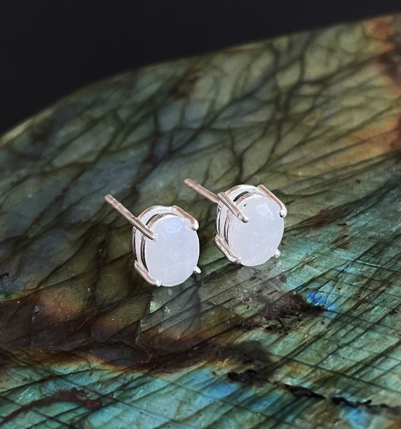 Silver earrings "Moonstone"