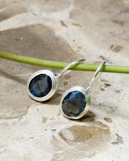 Silver earrings with labradorite