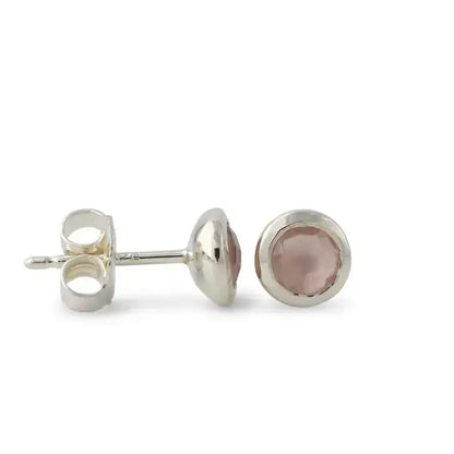 silver rose quartz earrings