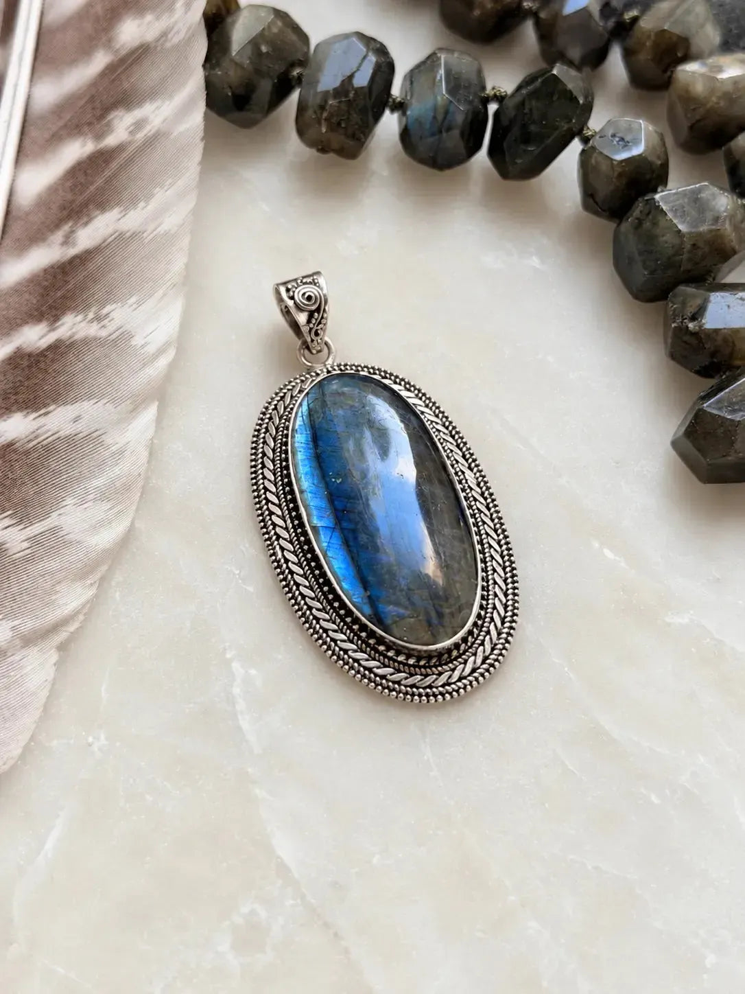 Silver Labradorite Pendant "Power"