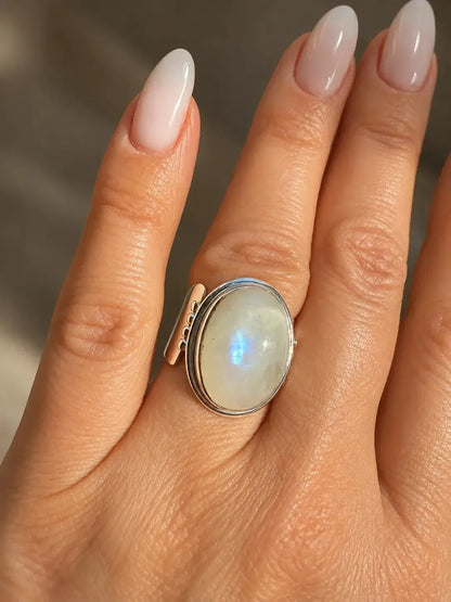 Silver ring with moonstone