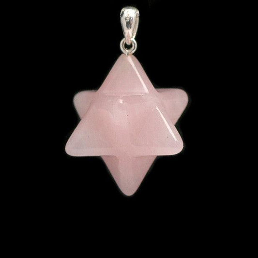 Sidabrinis pakabukas su rožinio kvarco Merkaba