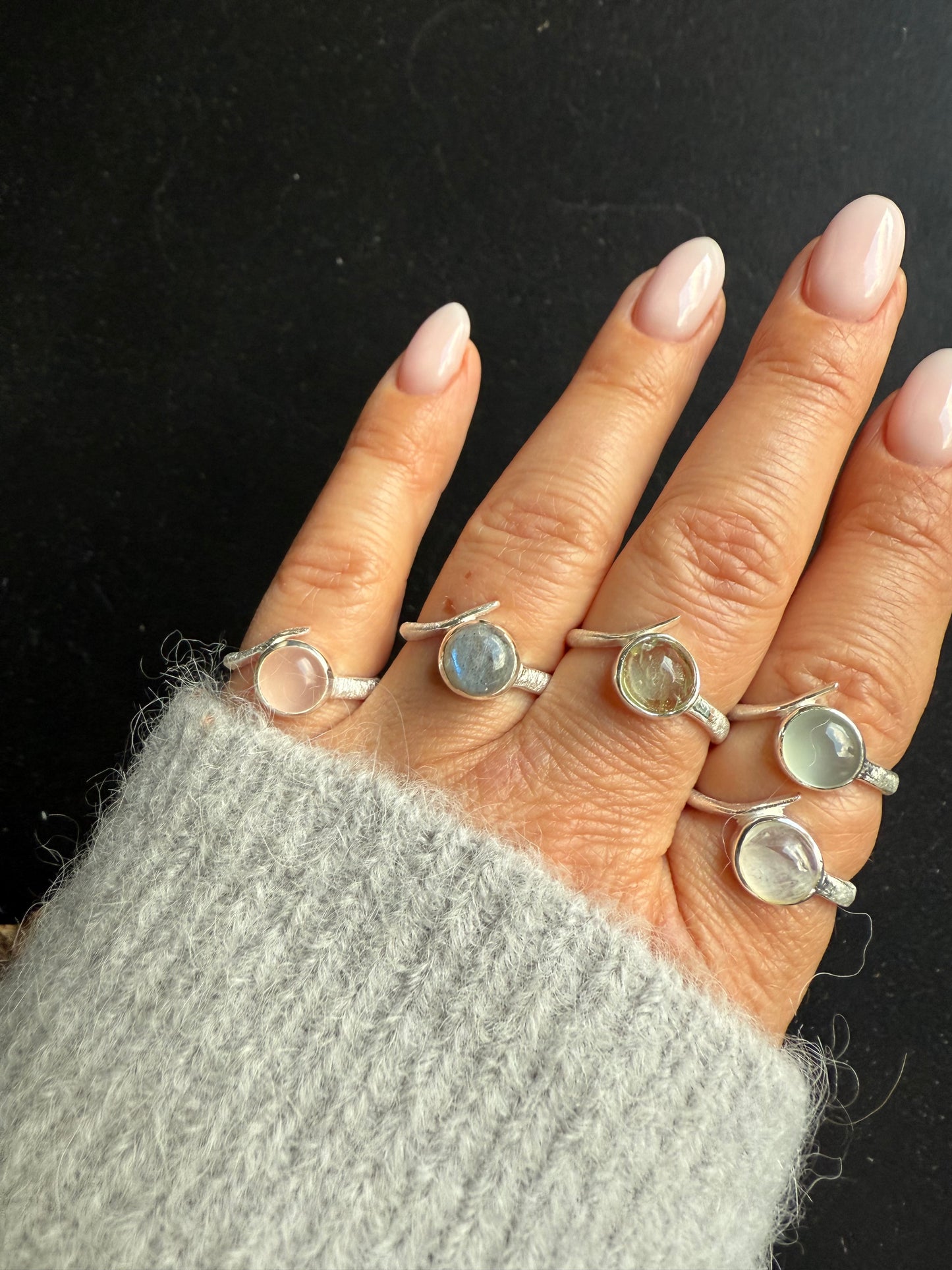 Silver ring with moonstone