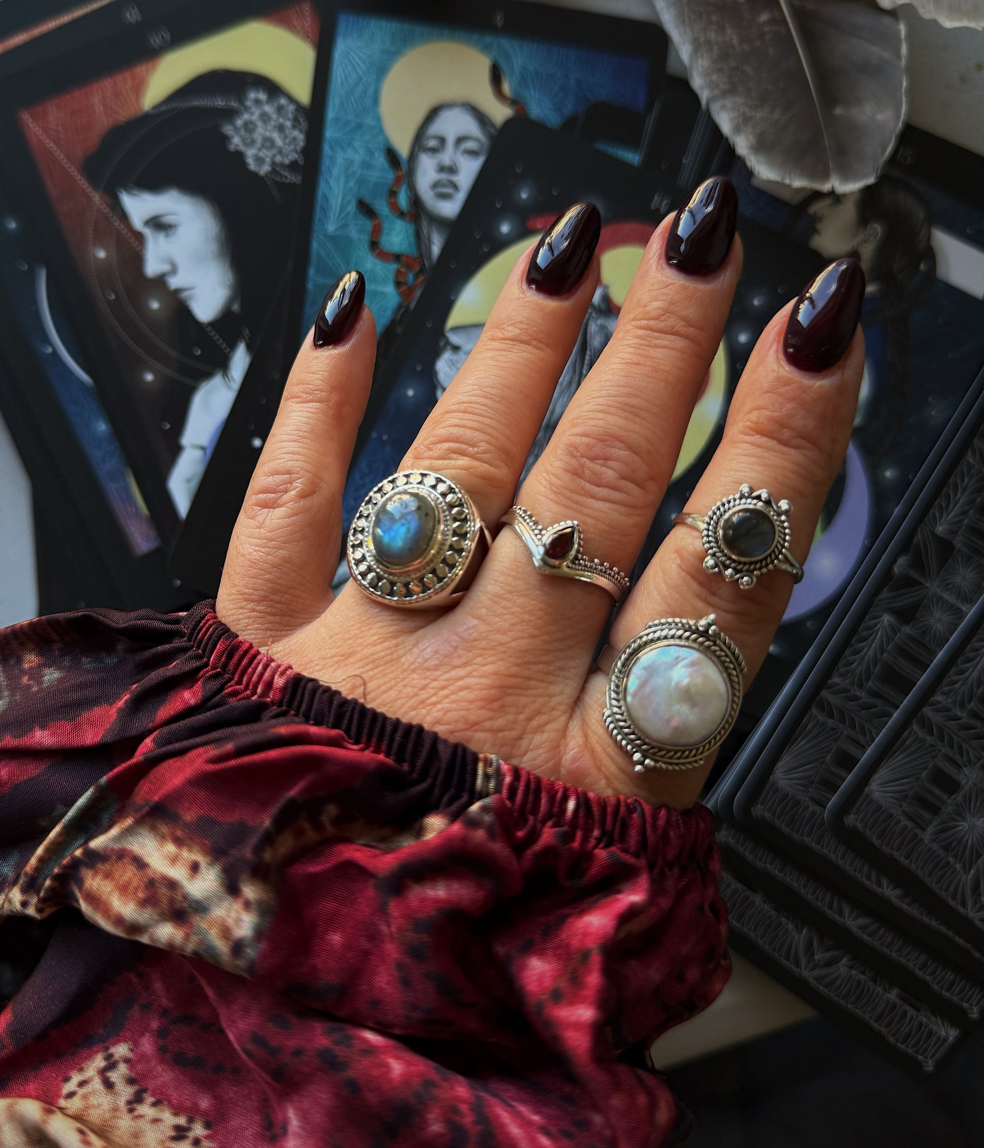 Silver ring with garnet