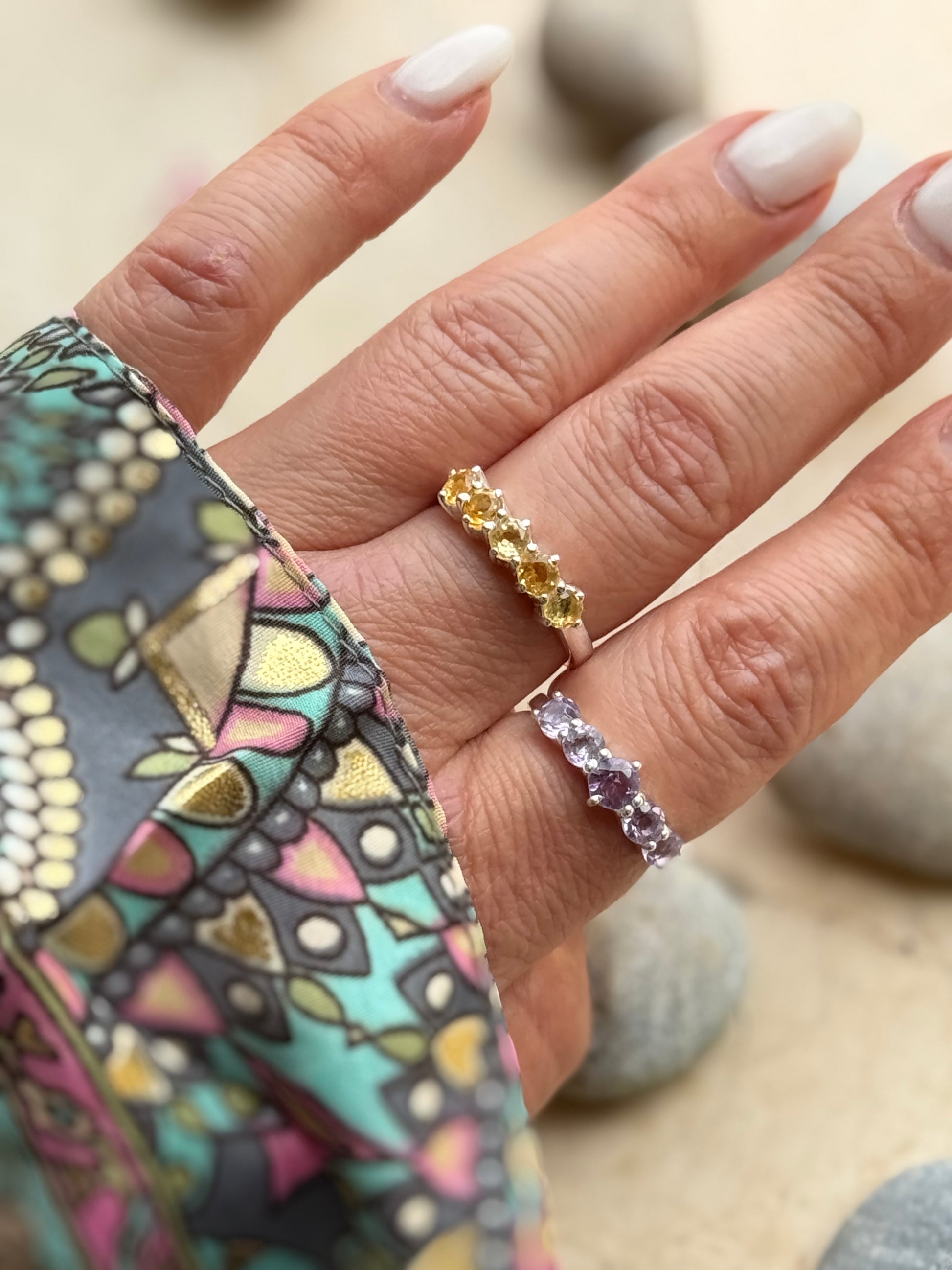 Silver ring with citrine