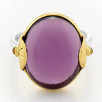 Silver ring with Amethyst "Lotus" / size 18
