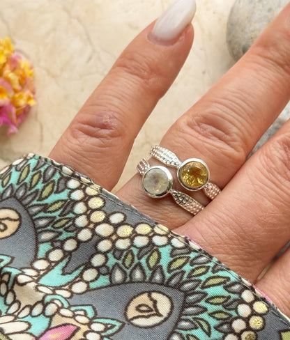 Silver ring with moonstone