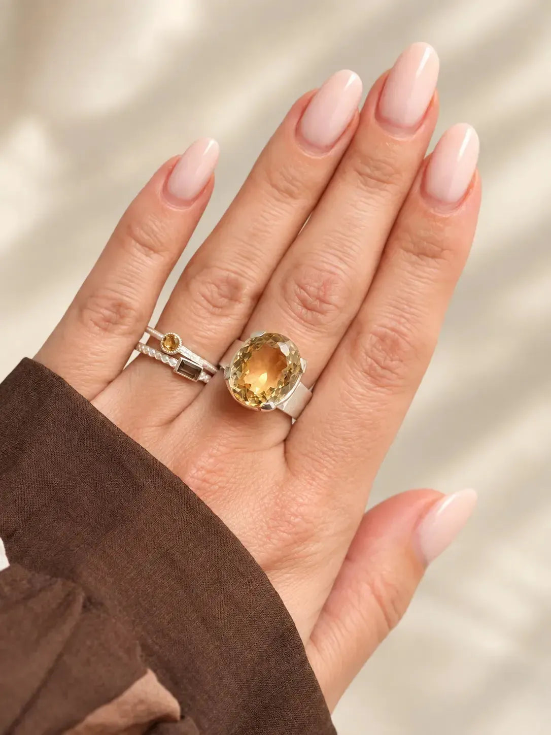 Silver ring with Smoky Quartz "Minimal"