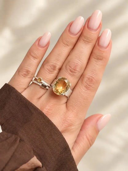 Silver ring with Smoky Quartz "Minimal"