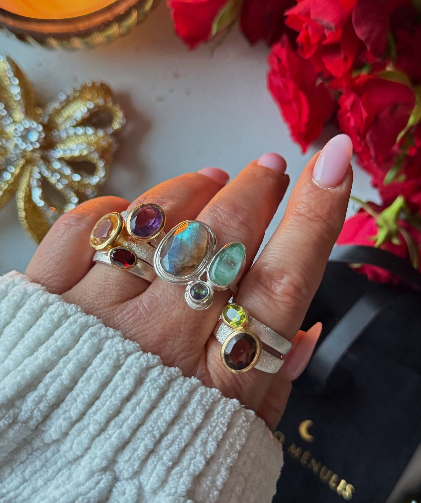 Silver ring with peridot