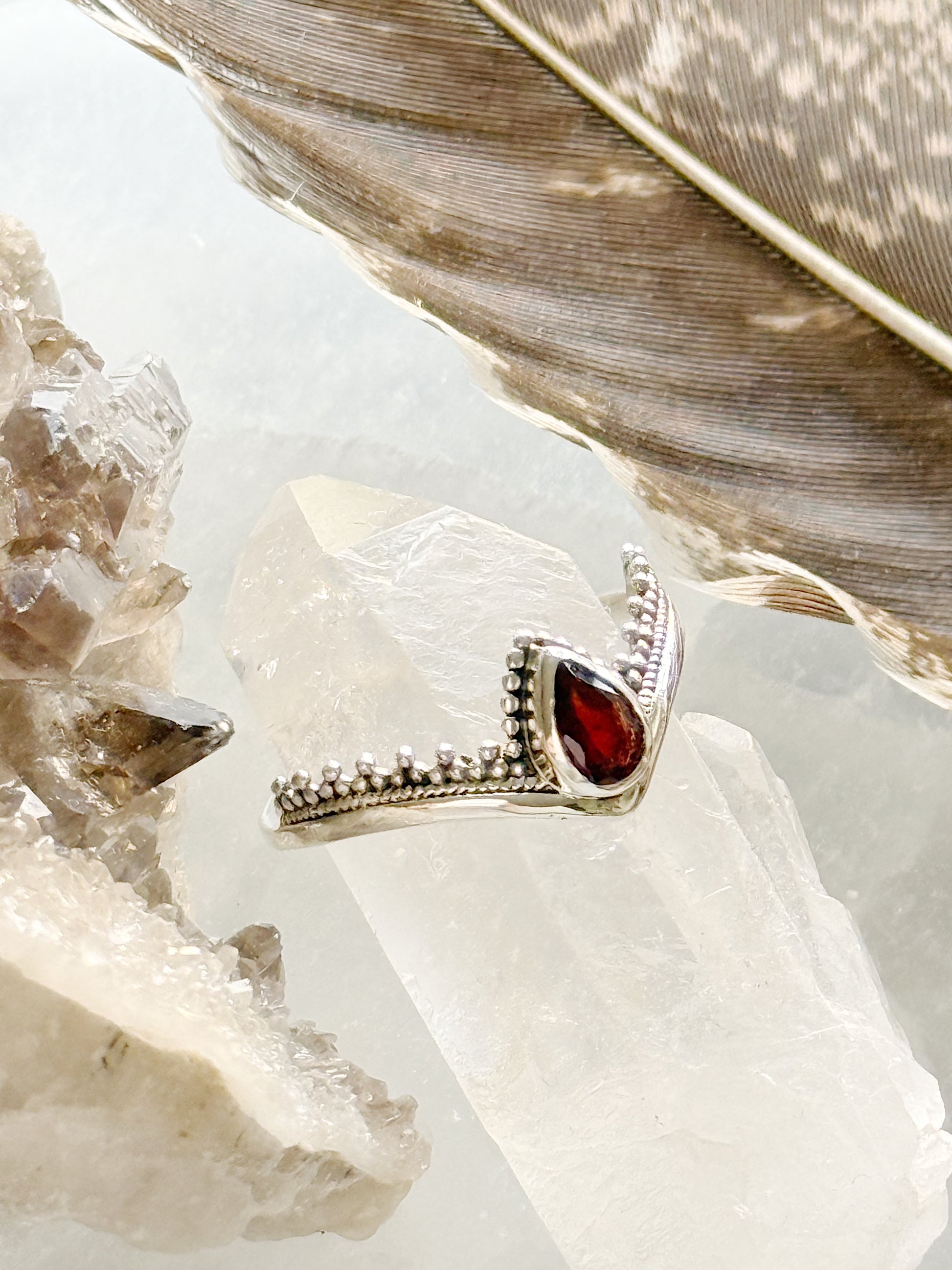 Sidabrinis žiedas su Granatu