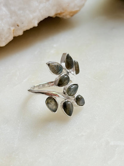 Silver ring with Labradorite "Growth"