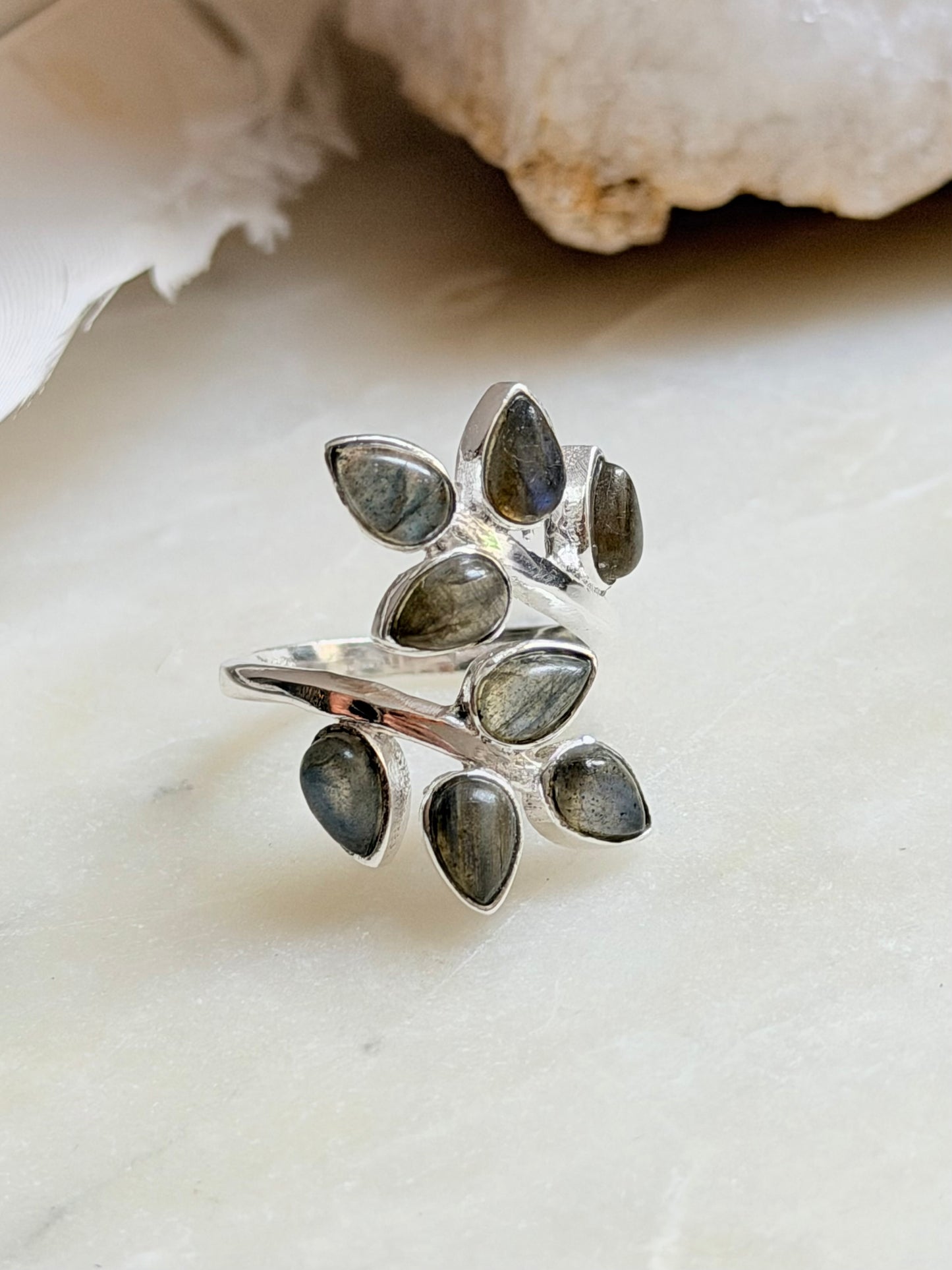Silver ring with Labradorite "Growth"