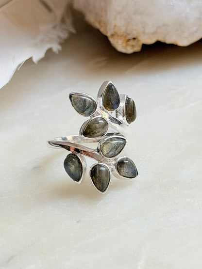 Silver ring with Labradorite "Growth"