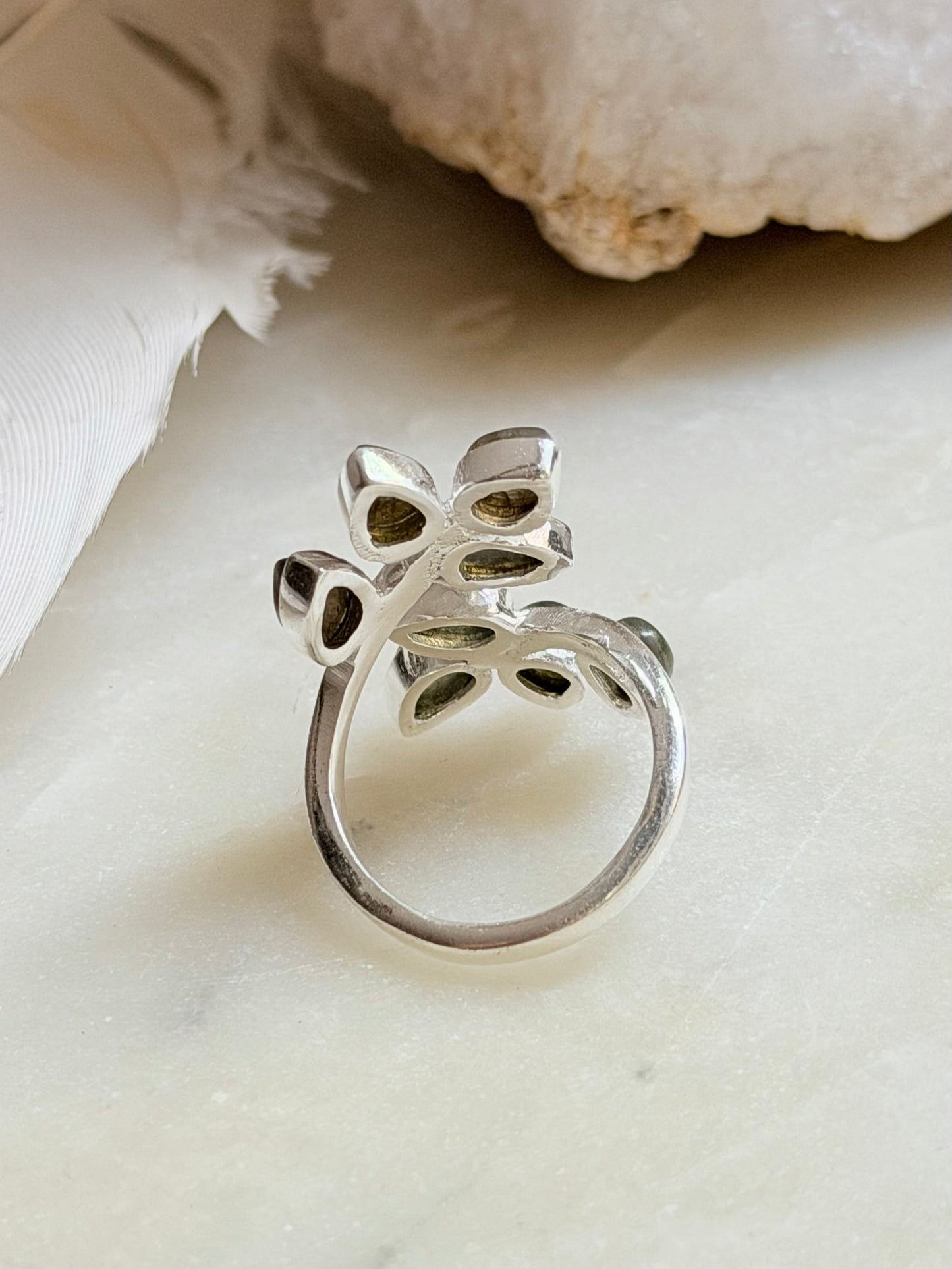 Silver ring with Labradorite "Growth"