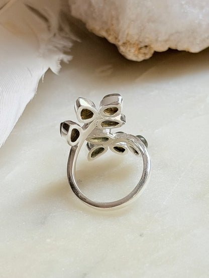 Silver ring with Labradorite "Growth"