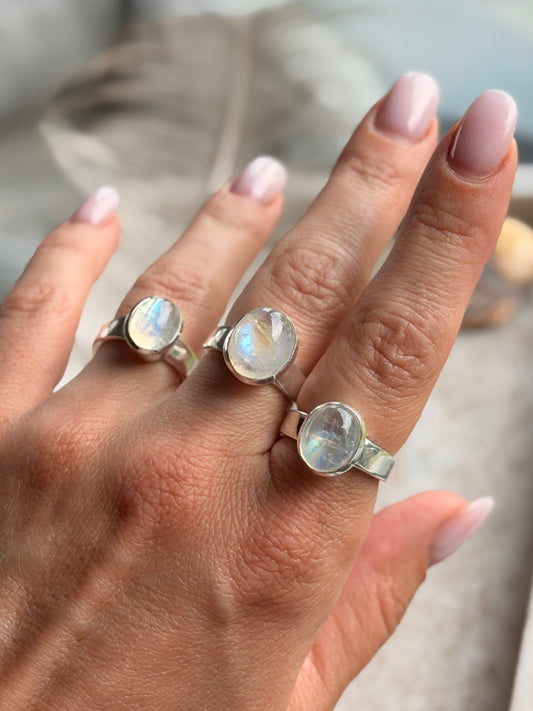 Silver ring with moonstone “Fullness”
