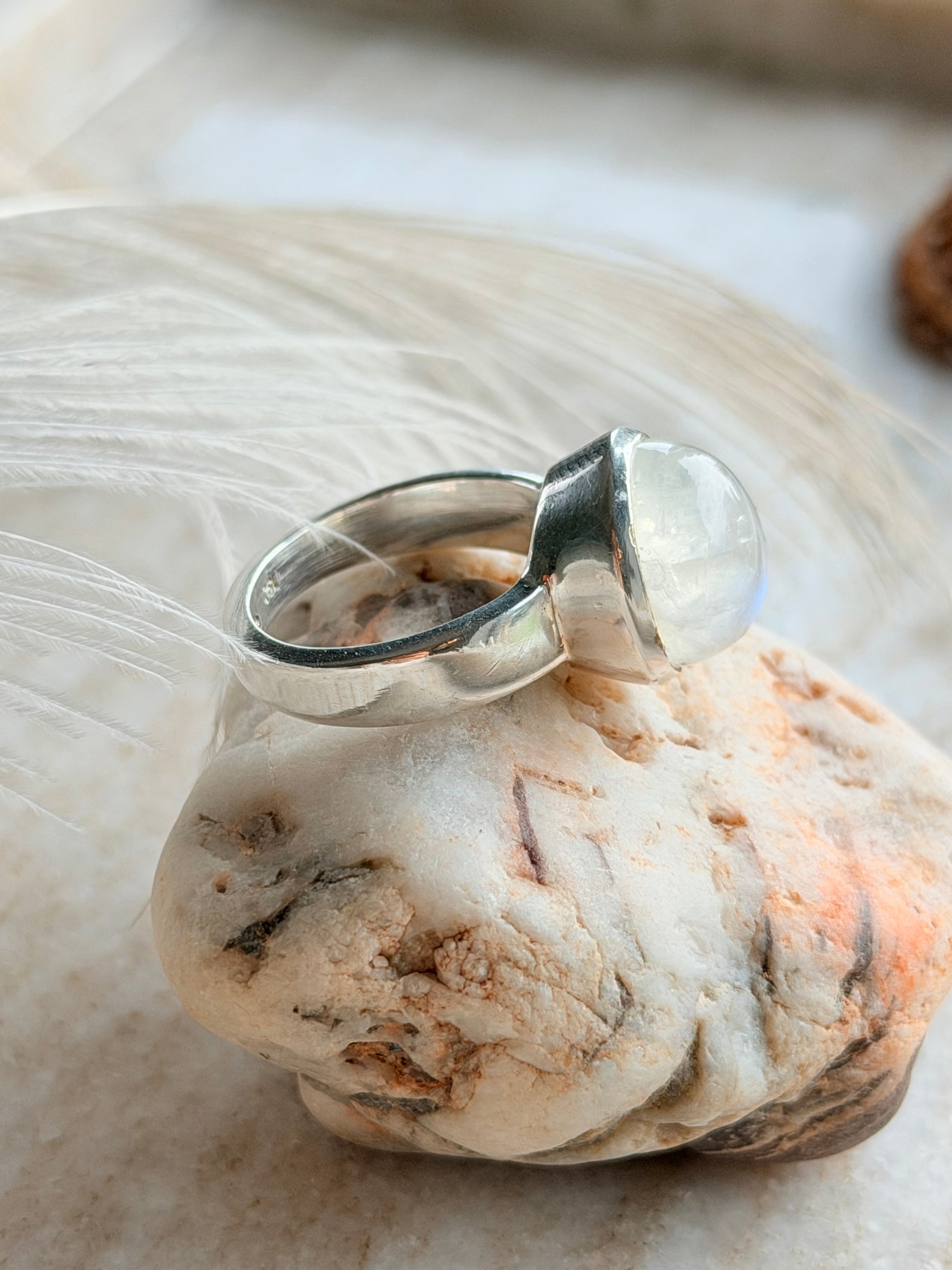 Silver ring with moonstone “Fullness”