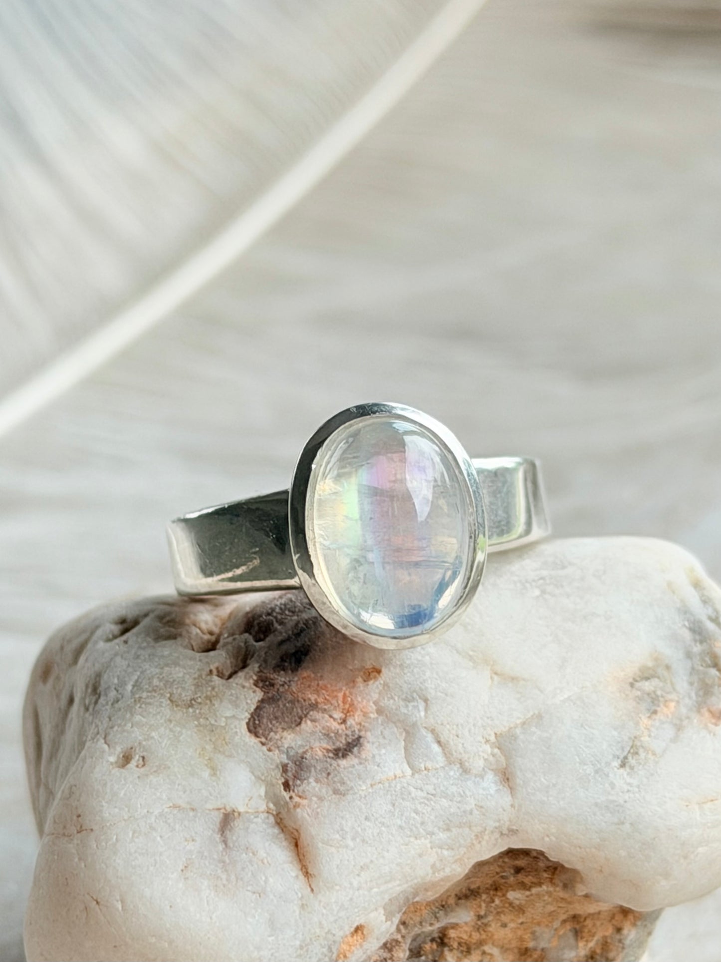Silver ring with moonstone “Full Moon”