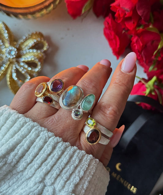 Silver ring with peridot