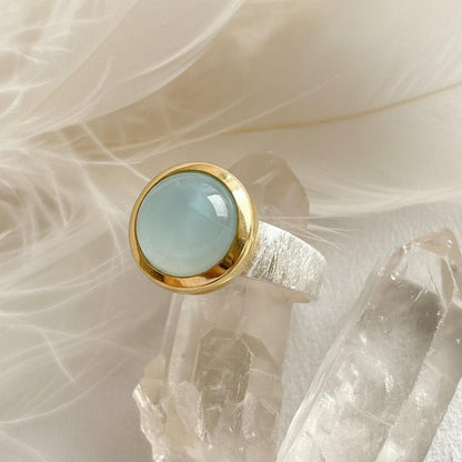 Silver ring with chalcedony
