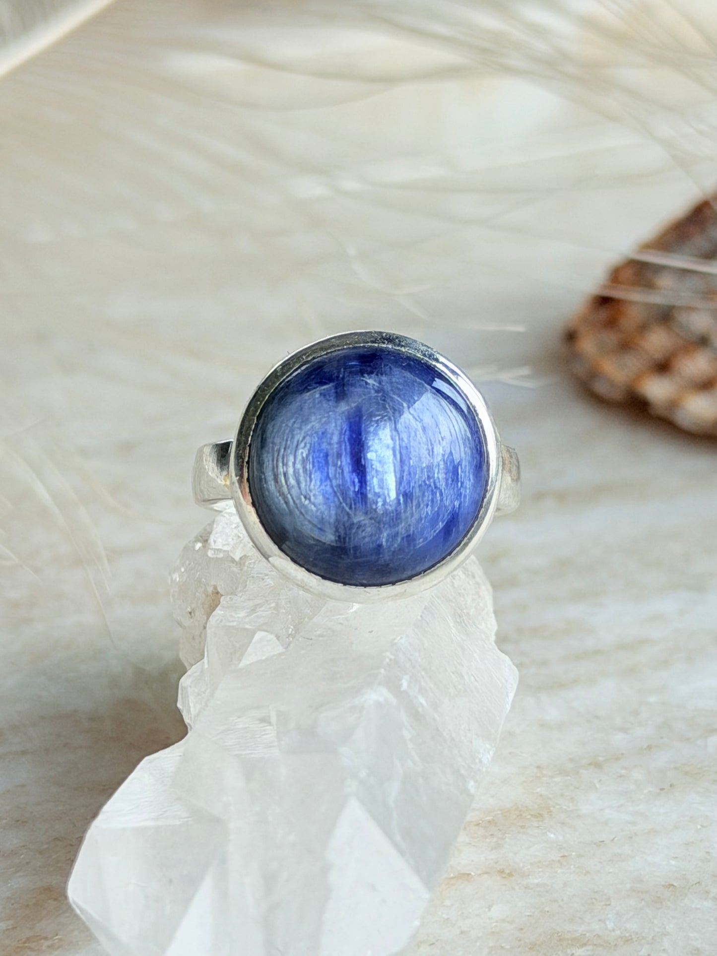 Silver ring with kyanite “Full Moon”