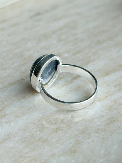 Silver ring with kyanite “Full Moon”
