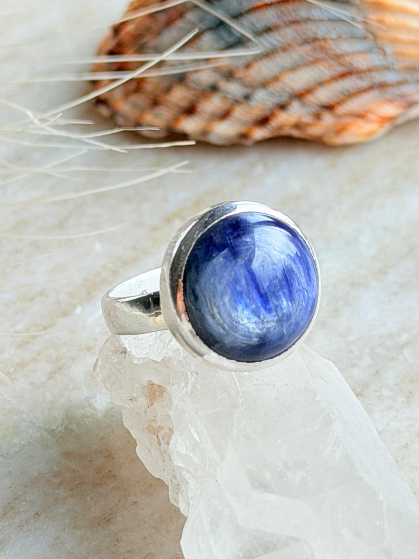 Silver ring with kyanite “Full Moon”