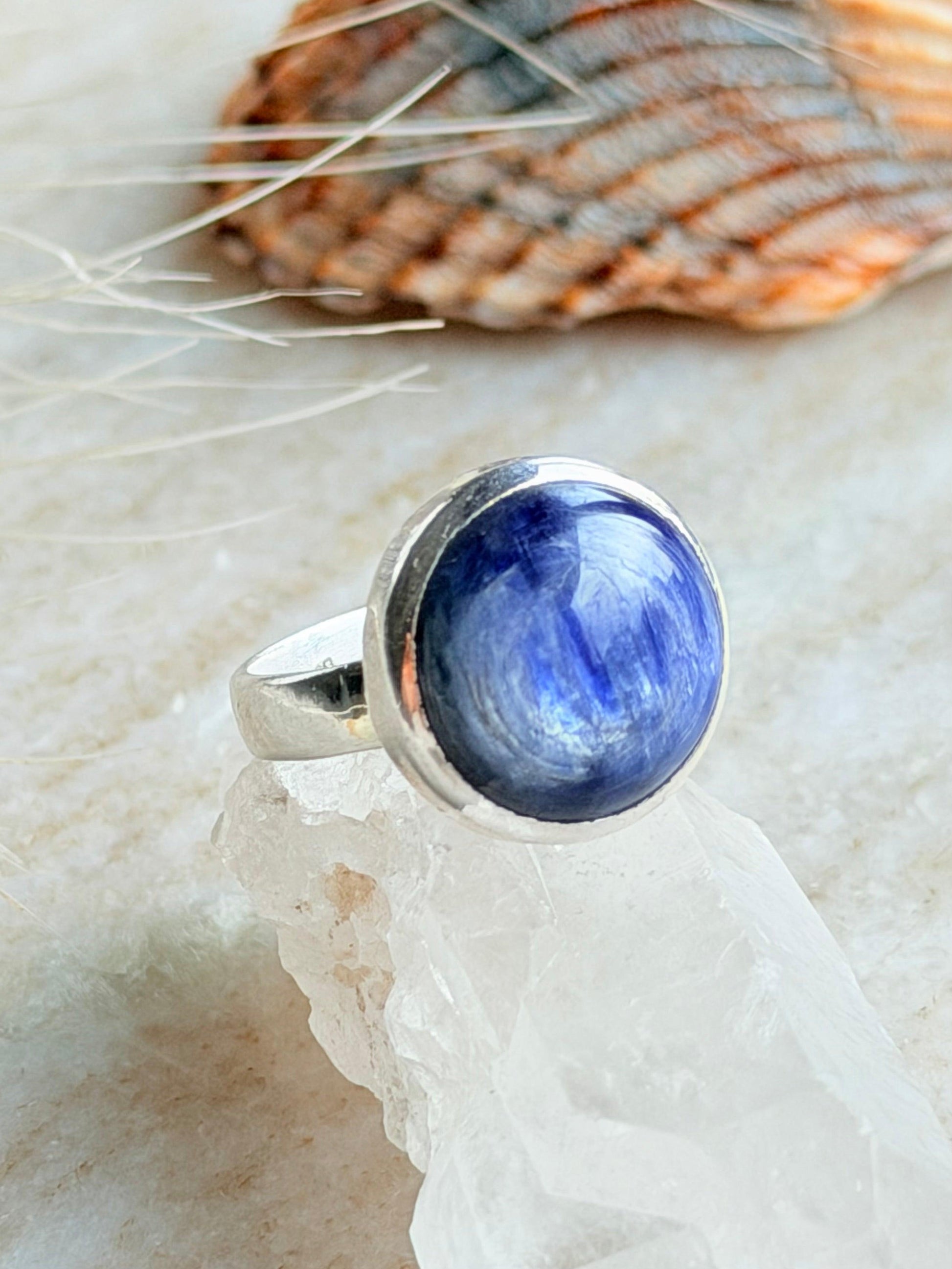 Silver ring with kyanite “Full Moon”