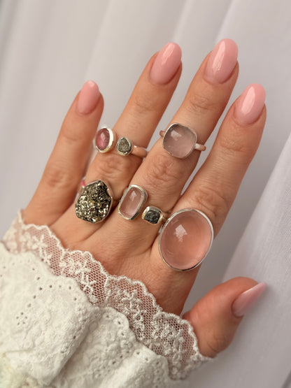 Silver ring with pyrite “Energy” / size 15