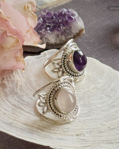 Sidabrinis žiedas su rožiniu kvarcu “Širdies žinutė”