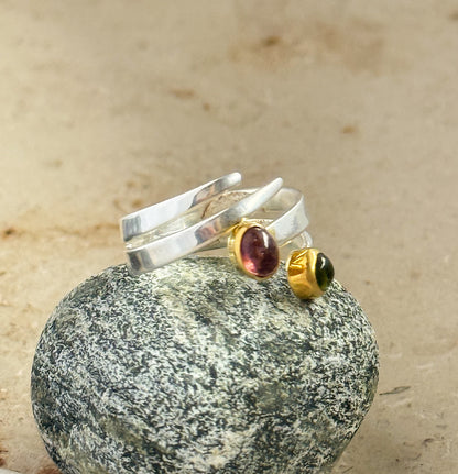 Sidabrinis žiedas su turmalinais / 15 dydis