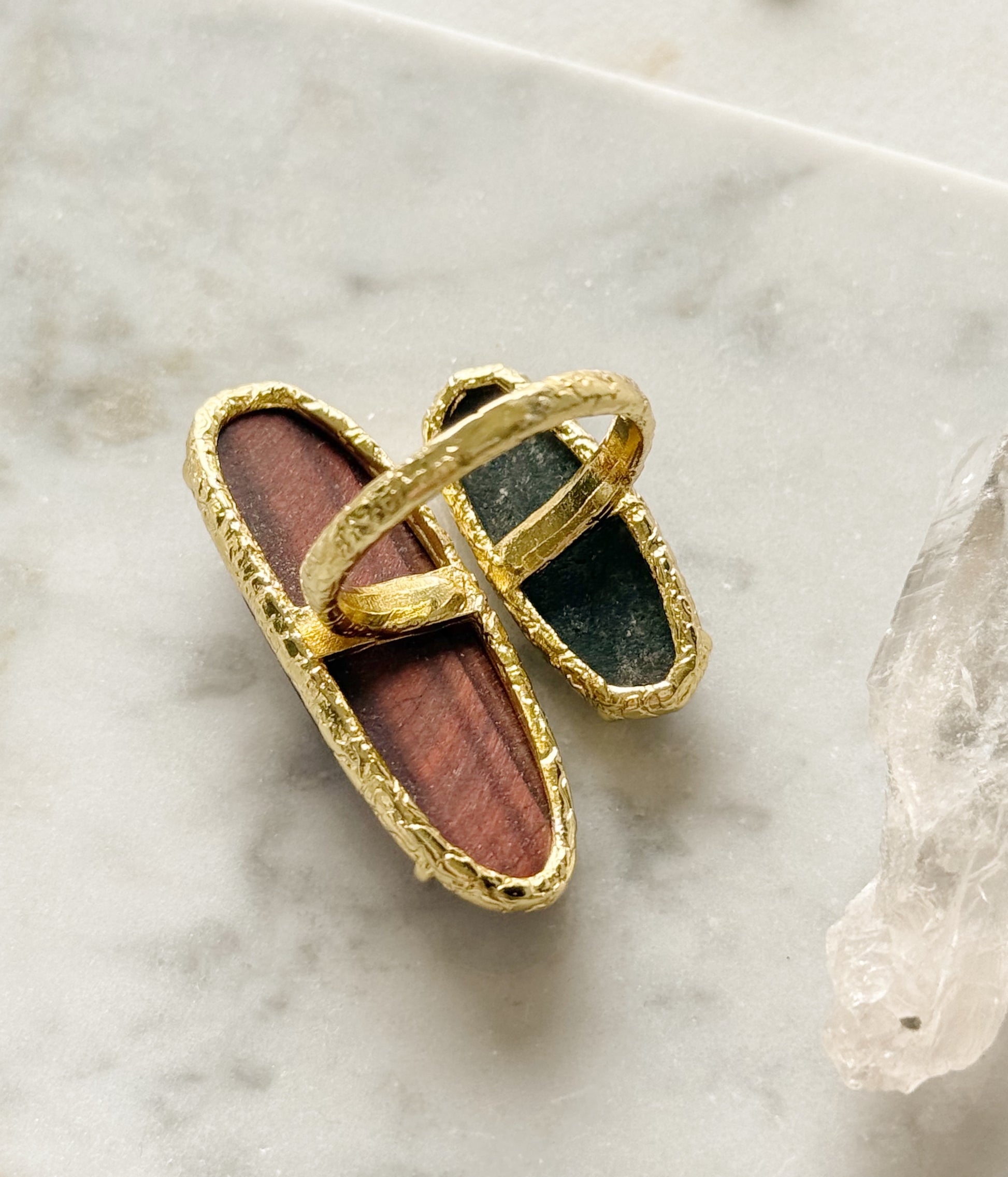 Tiger's eye and labradorite ring (size 18-20)