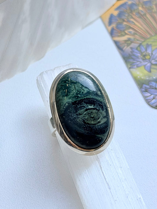 Žiedas su Kambaba Jaspio kristalu / 18-22 dydis