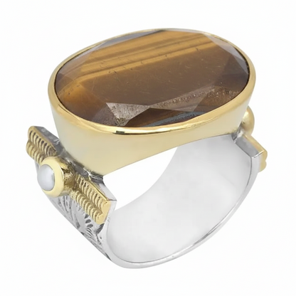 Silver Tiger Eye Ring